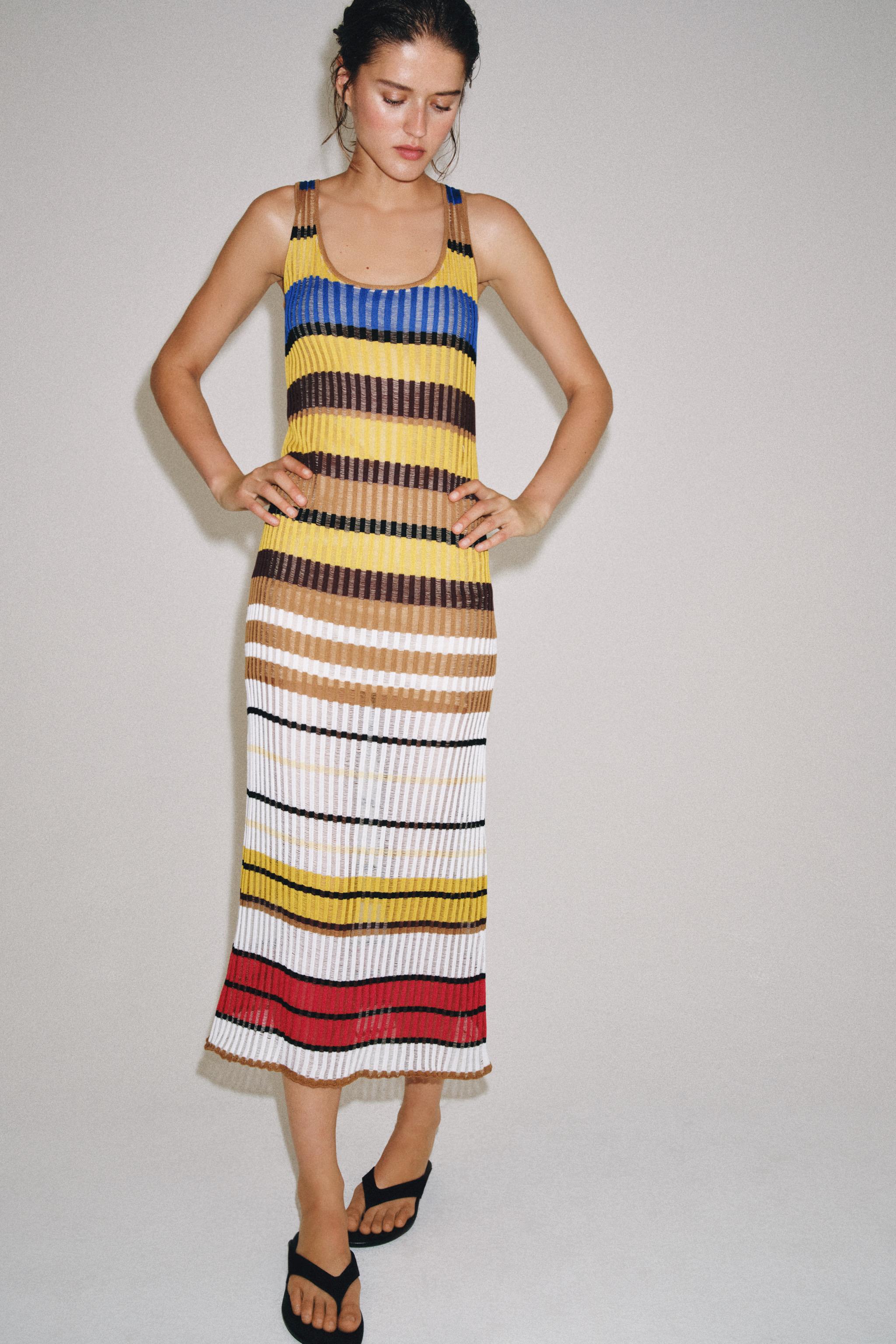 STRIPED LONG KNIT DRESS
