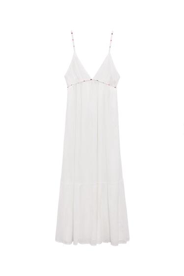 CHIFFON DRESS WITH TOPSTITCHING