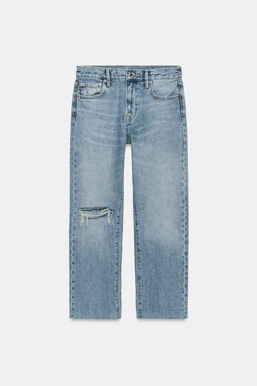 JEAN ZW COLLECTION DROIT TAILLE MOYENNE DÉCHIRÉ - Bleu de Zara - Image 6