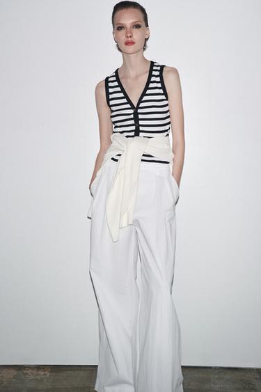 Zara ZARA STRIPED BUTTON VEST - striped