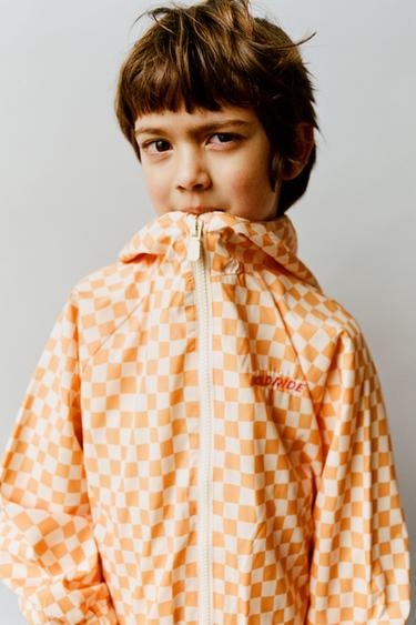 LIGHTWEIGHT CHECKERBOARD RAINCOAT - Orange by Zara