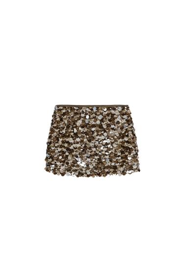 SEQUINNED MINISKIRT - Greenish by Zara