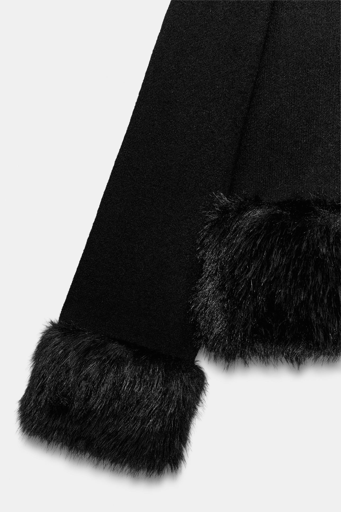Женский свитер Zara Faux Fur Effect Combined, цвет: Чёрный — фото 8