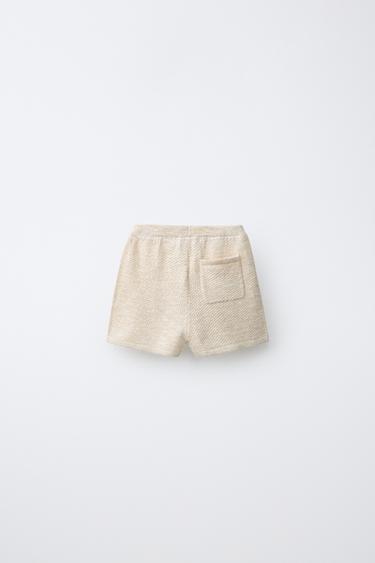 TEXTURED KNIT BERMUDA SHORTS - Light beige by Zara - Image 1