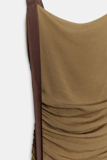 ROBE DRAPÉE EN GEORGETTE - Caramel de Zara - Image 8
