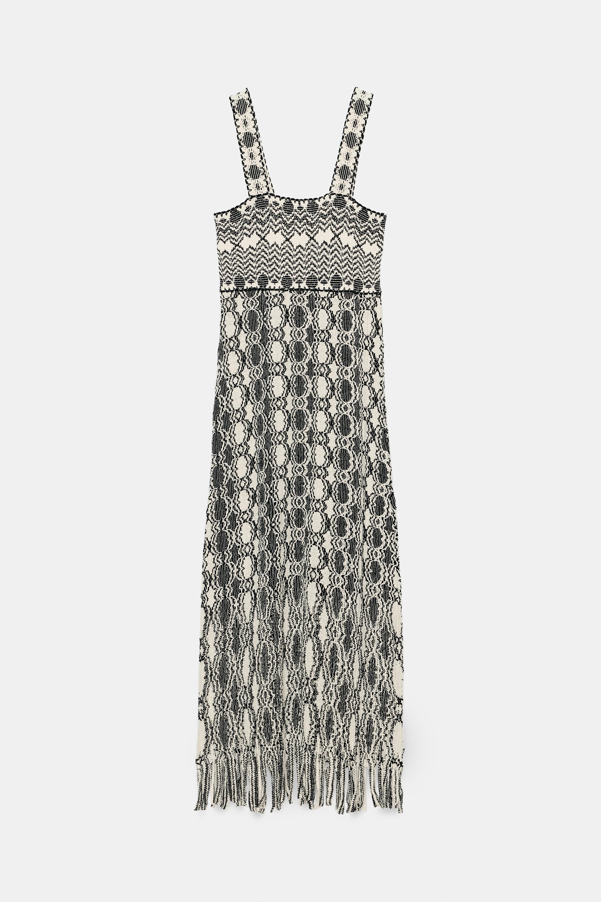 Zara FRINGED KNIT DRESS — фото 7