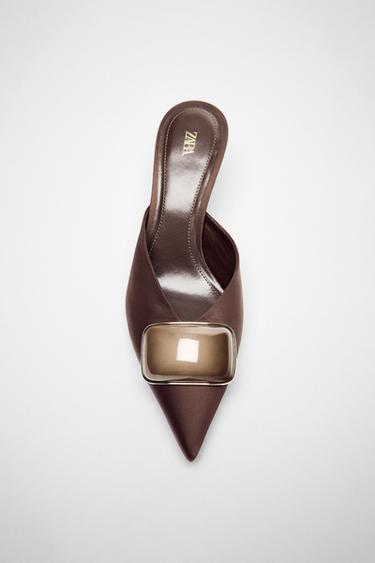 HIGH-HEEL MULE WITH APPLIQUÉ - Brown by Zara