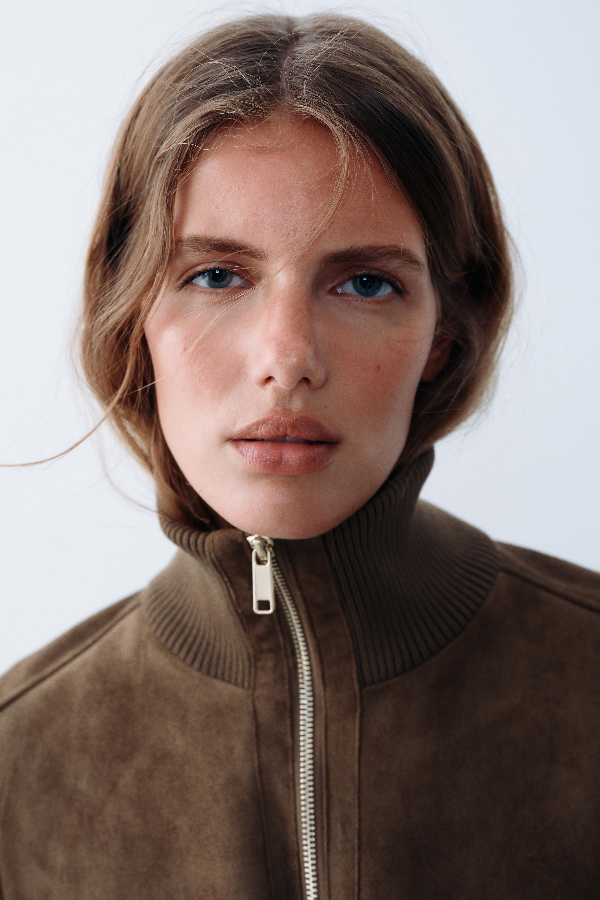 Zara Suni Süet Bomber Ceket görsel 3