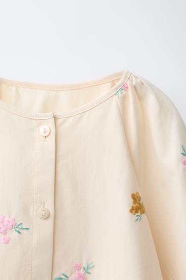 EMBROIDERED FLORAL SHIRT - Ecru by Zara - Image 2