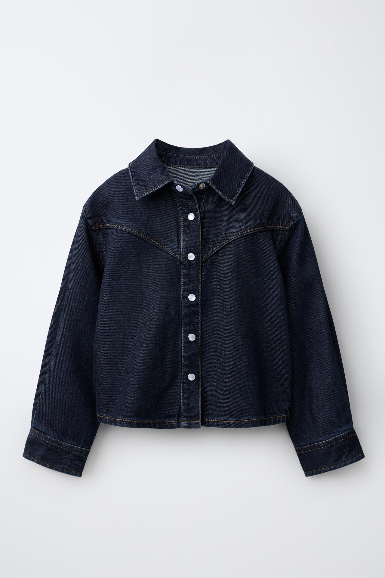 STITCHED DENIM SHIRT — Blue
