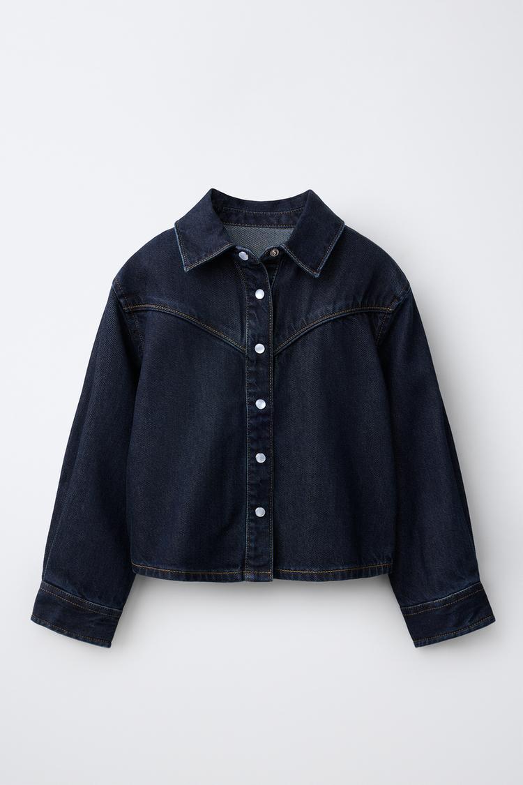 STITCHED DENIM SHIRT — Blue