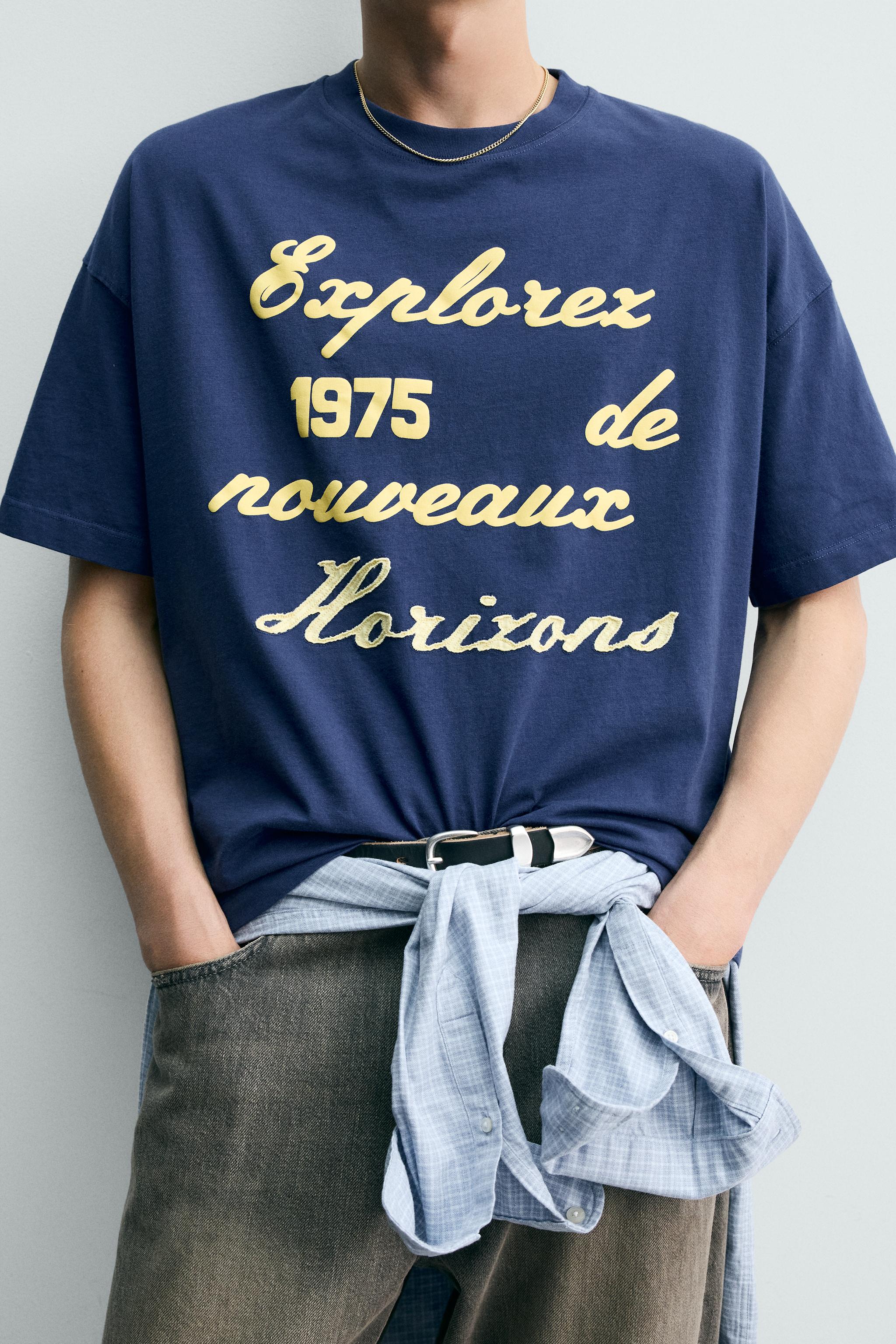 Мужские футболки Zara EMBROIDERED PRINT T-SHIRT — фото 7