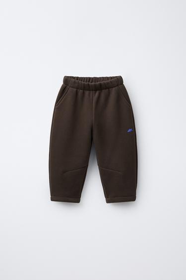 BAGGY-HOSE MIT FLEECEFUTTER UND LOGO - Braun von Zara