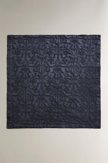 LOT DE SERVIETTES JACQUARD FLEURI (LOT DE 2) - Bleu de Zara - Image 1