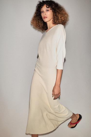 VESTIDO MIDI DE TRICÔ - Cru da Zara