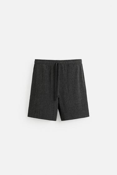 Zara 紋理休閒版百慕達短褲 - 煤灰色