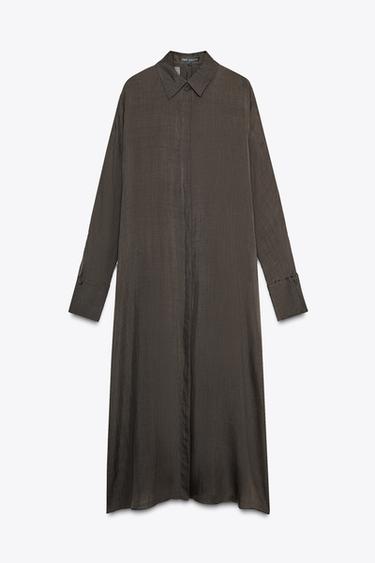 ROBE TUNIQUE AVEC RAMIE ZW COLLECTION - Marron de Zara - Image 6