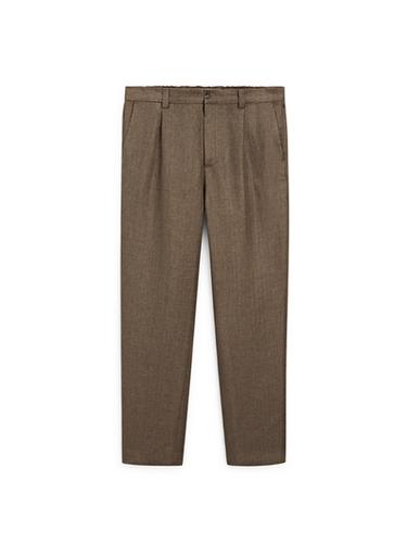 Zara Total look linen trousers with herringbone detail - taupe brown