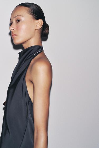 ZW COLLECTION SATIN HALTER TOP - Petrol blue by Zara - Image 1