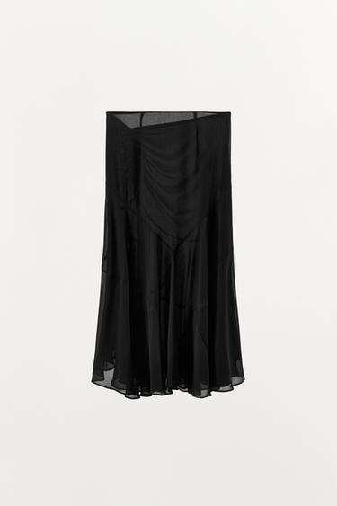 JUPE DRAPÉE EN CRÊPE GEORGETTE - Noir de Zara - Image 5