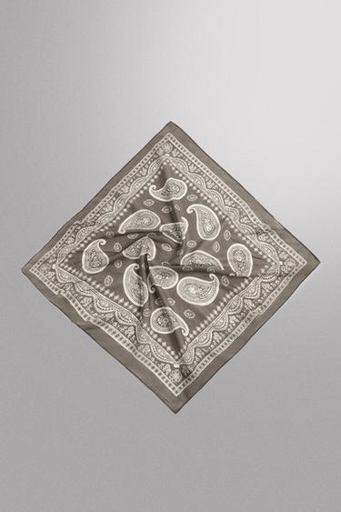 PAISLEY PRINT BANDANNA - washed green by Zara