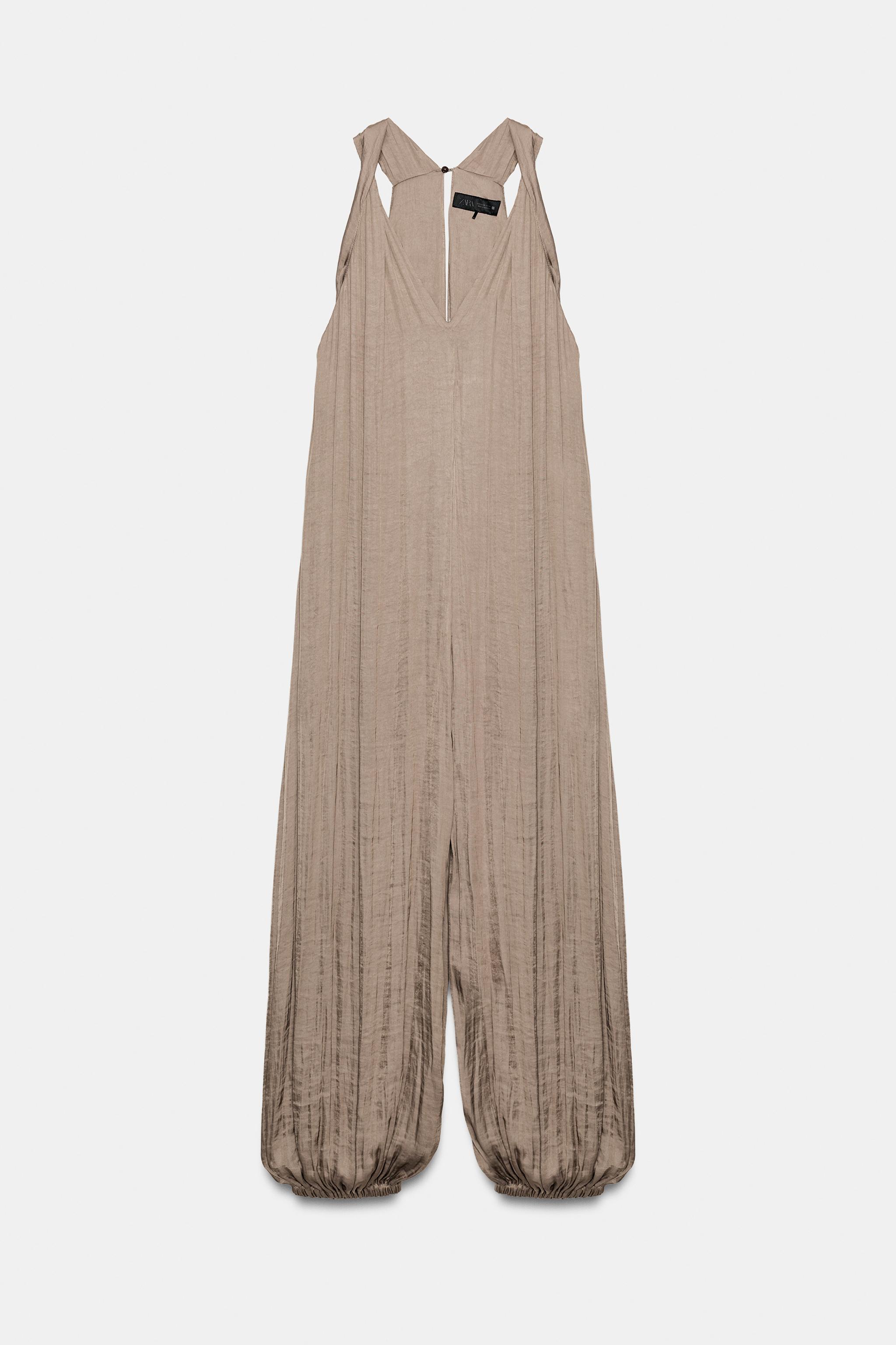 Zara Saten yüzeyli şalvar pantolon tulum görsel 7