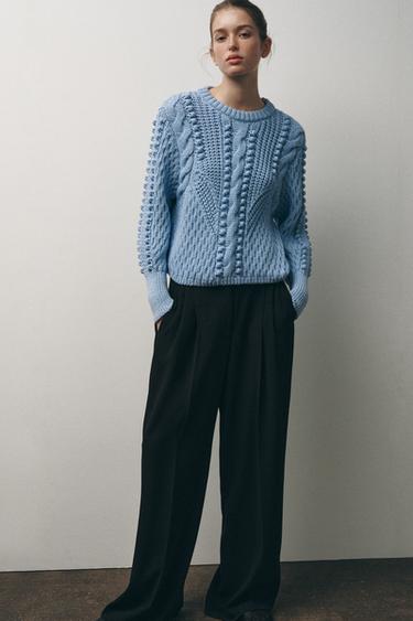 JERSEY PUNTO TRENZAS - Azul claro de Zara - Imagen 0