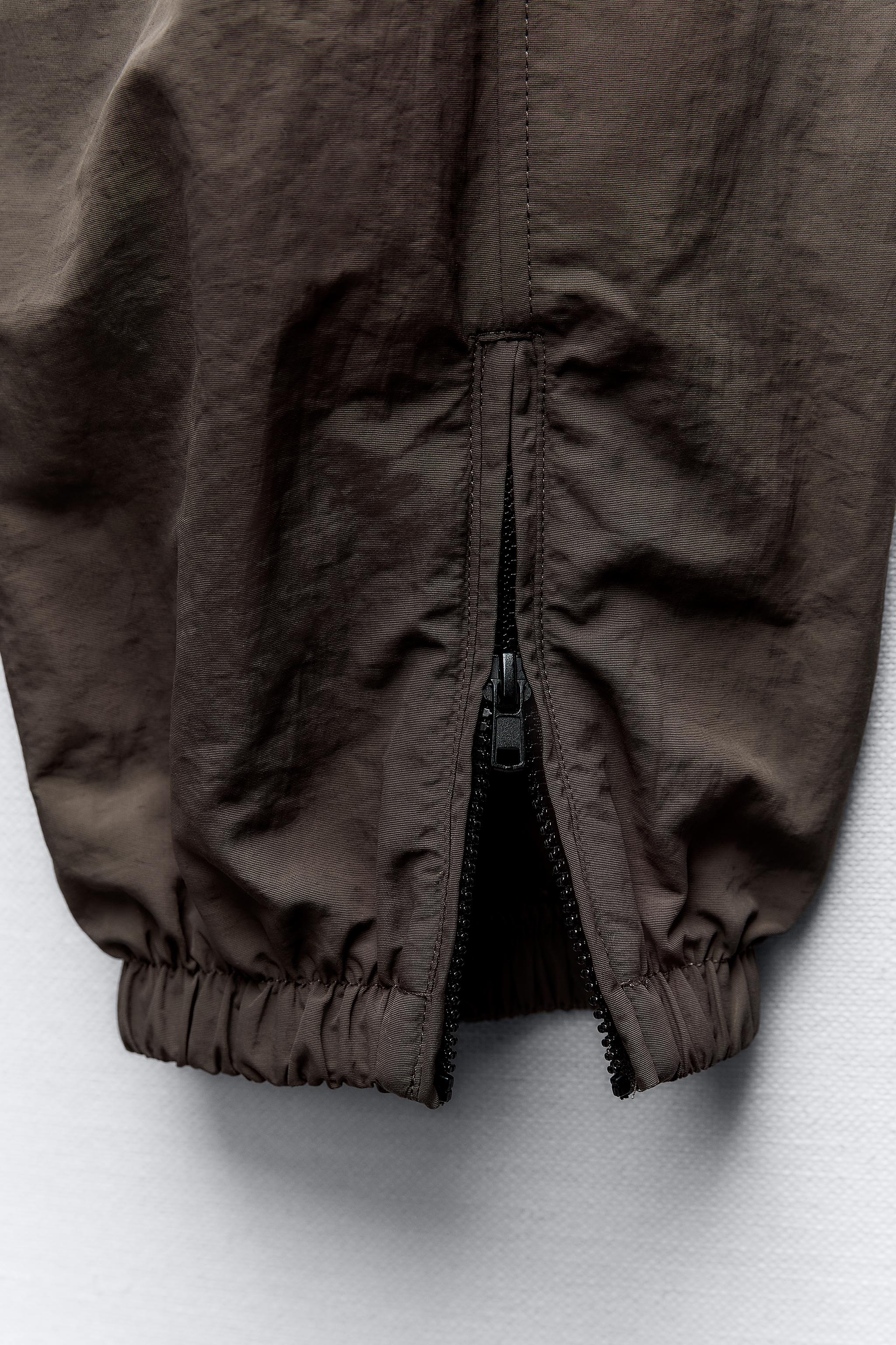 ZIPPERED NYLON PANTS - Light brown | ZARA Canada