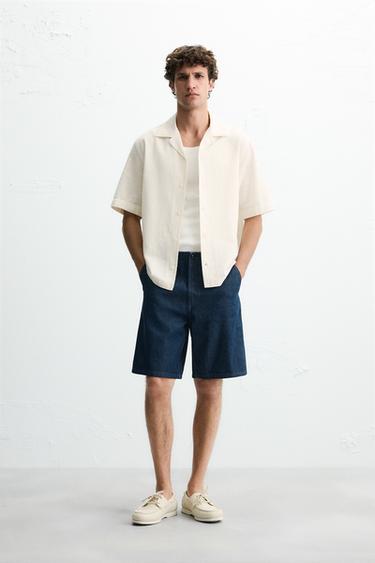 RELAXED FIT DENIM BERMUDA SHORTS - Blue by Zara - Image 0