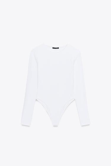 BASIC POLYAMIDE BODYSUIT - White by Zara - Image 0
