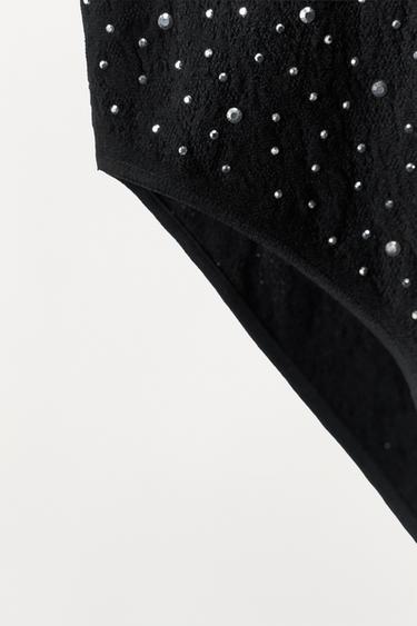 BODY SEAMLESS ENCAJE BRILLOS - Negro de Zara