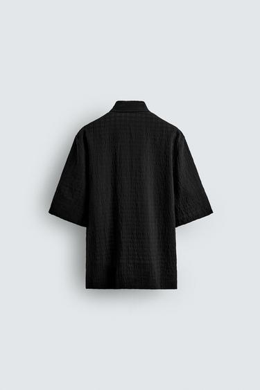 CHEMISE RELAXED FIT EN JACQUARD À CARREAUX - Noir de Zara - Image 6