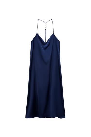 CAMISOLE DRESS WITH RHINESTONE STRAPS