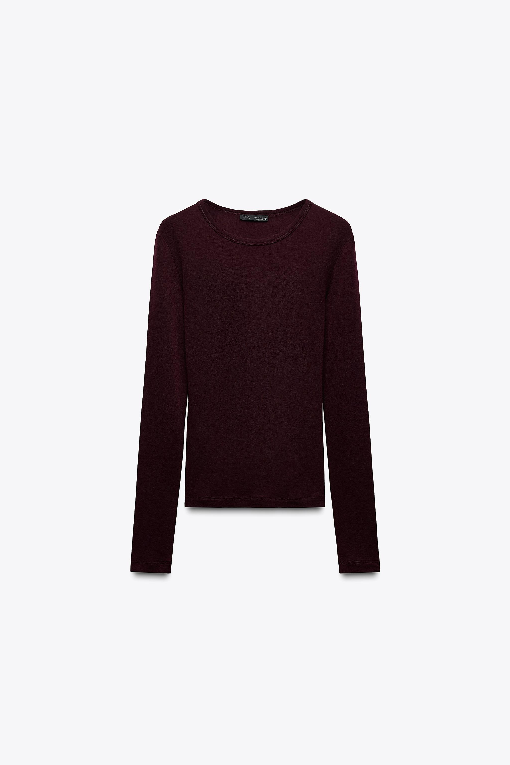 ZARA ウールブレンド Tシャツ 3039/006 ウールブレンド Tシャツ - ブラック | ZARA Japan / 日本
