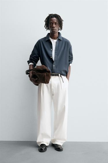 COLOURED DENIM SHIRT - Petrol blue by Zara