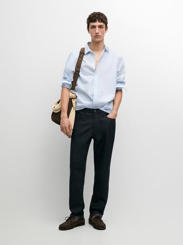 Zara Cotton and linen five-pocket trousers - Navy blue - Image 0