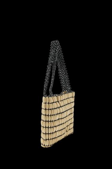 MINITASCHE AUS HOLZPERLEN - Hellbeige von Zara