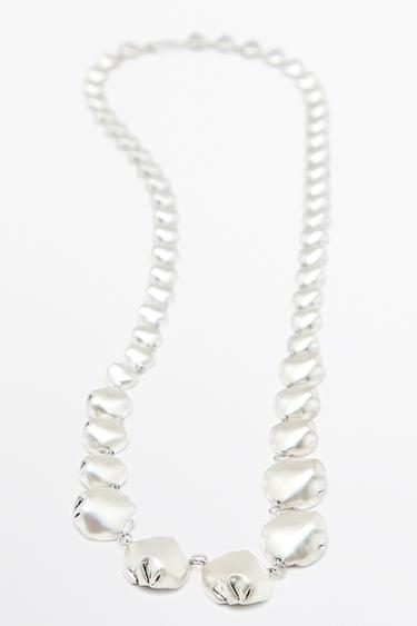 Long necklace with metal pieces — Silver 2