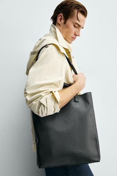 Zara LIMITED EDITION LEATHER SHOPPER BAG - Black - Image 0