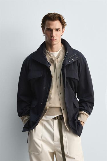 Zara TECHNICAL PARKA WITH POCKETS - Navy blue