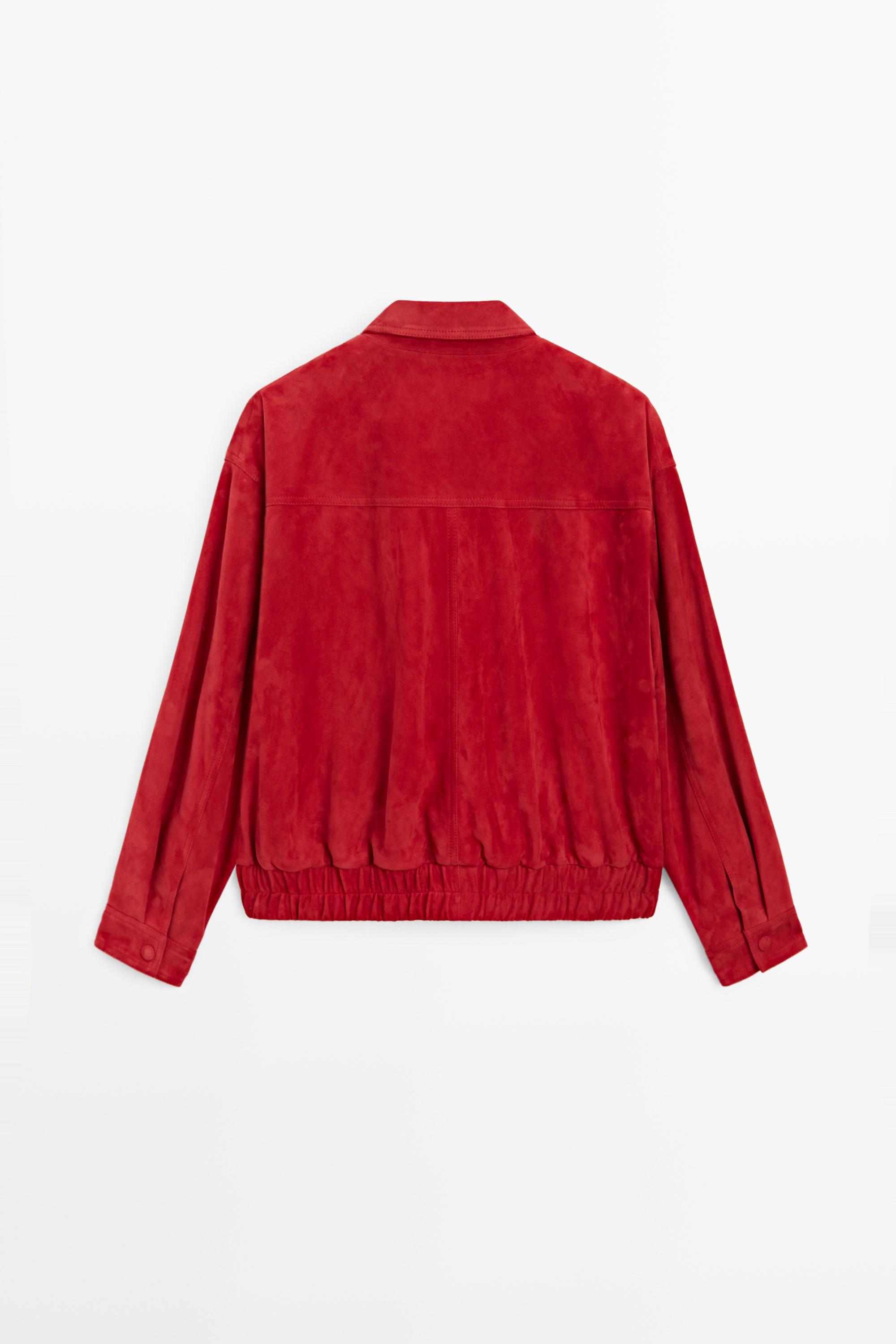 Veste bomber avec détail poches en cuir effet daim