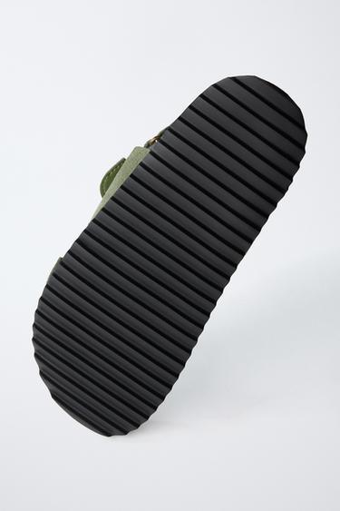 LEATHER BUCKLE SANDALS - Khaki Green by Zara - Image 5