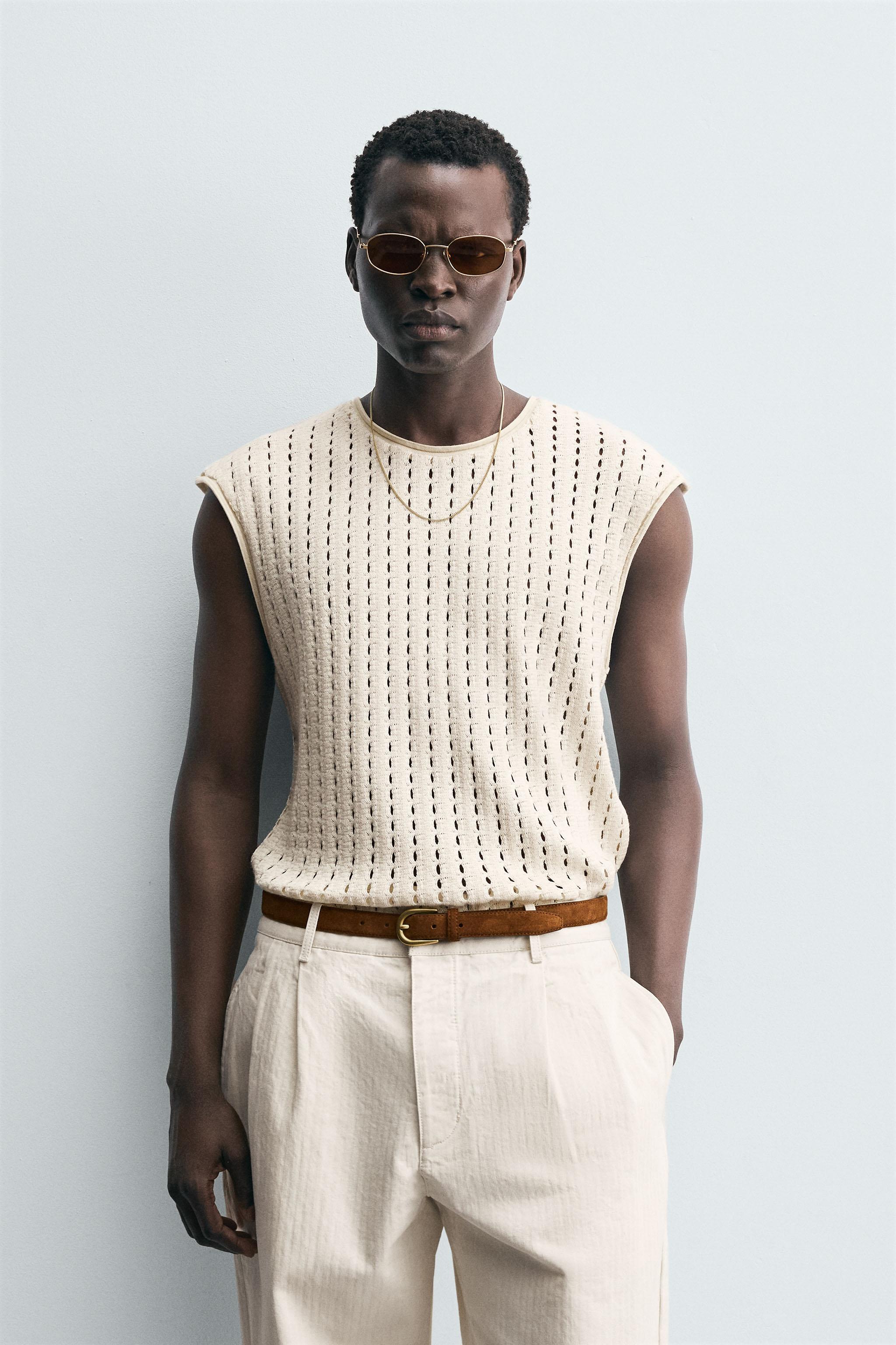 トップス T/C BASIC KNIT SHIRT CARDIGAN M Regular Fit Zip-front Cardigan - Beige - Men | H&M US
