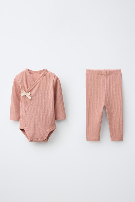 POINTELLE WRAP BODYSUIT AND LEGGINGS SET - Brick de Zara - Imagen 0