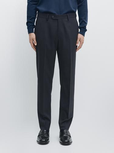 Zara Cool wool blend suit trousers - Navy blue