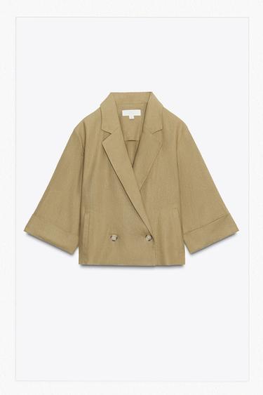 BLAZER MOTZA GURUTZATUA LIHOAREKIN - Olio kolorea, Zara-rena