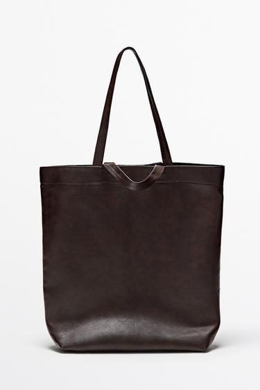 Zara Nappa leather tote bag - Brown - Image 0