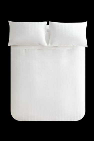 Zara SATEEN STRIPED DUVET COVER (500 THREAD COUNT) - White