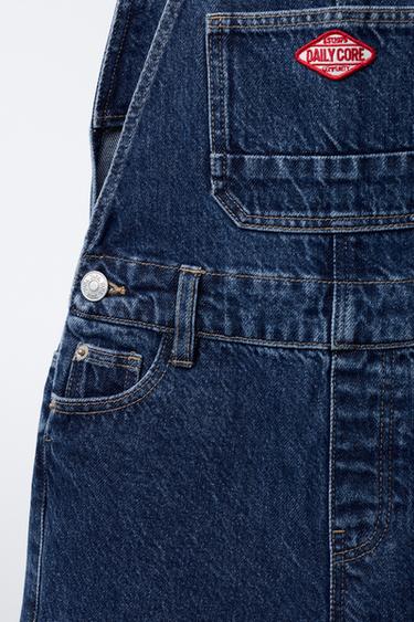 LABEL DENIM LONG DUNGAREES - Blue by Zara - Image 3