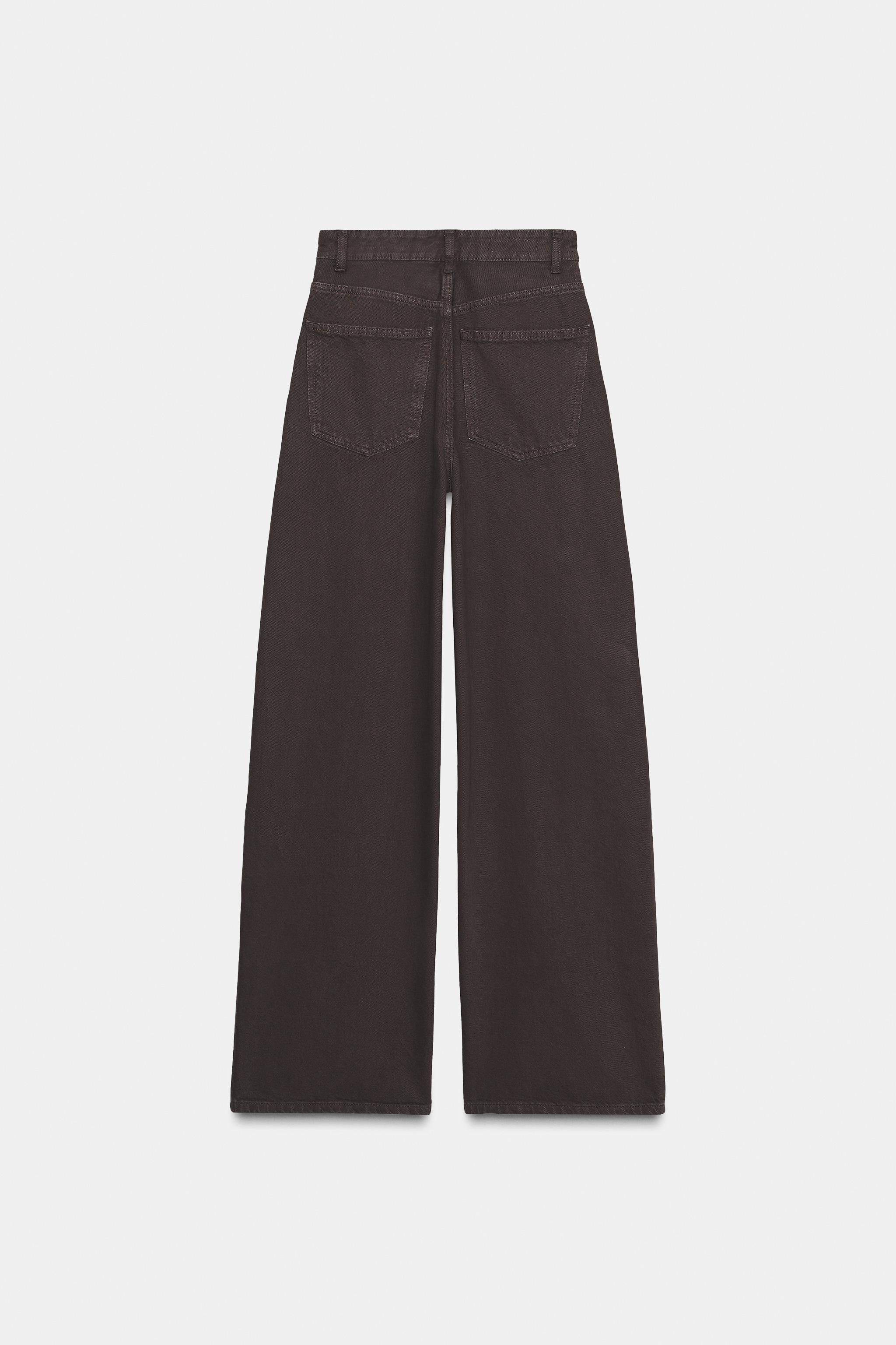 TRF EXTRA WIDE LEG HIGH WAIST JEANS - Brown | ZARA Canada